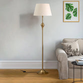 Royal Brass Antique Gold Floor Lamp Standing 5ft Height with Off White Lampshade 16 inches